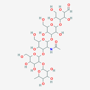 molecular formula C32H55NO25 B8253233 N-[2-[3,5-dihydroxy-2-(hydroxymethyl)-6-(1,2,4,5-tetrahydroxy-6-oxohexan-3-yl)oxyoxan-4-yl]oxy-4-[4,5-dihydroxy-6-(hydroxymethyl)-3-(3,4,5-trihydroxy-6-methyloxan-2-yl)oxyoxan-2-yl]oxy-5-hydroxy-6-(hydroxymethyl)oxan-3-yl]acetamide 