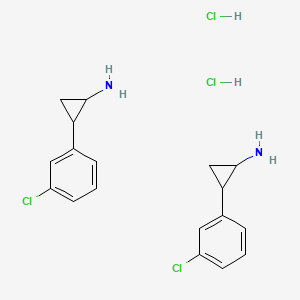 molecular formula C18H22Cl4N2 B8253245 trans-2-(3-Chlorophenyl)cyclopropanamine Hydrochloride 