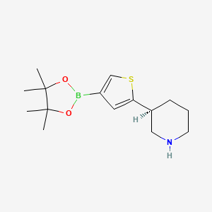 molecular formula C15H24BNO2S B8254010 (3S)-3-[4-(4,4,5,5-tetramethyl-1,3,2-dioxaborolan-2-yl)thiophen-2-yl]piperidine 