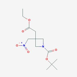 molecular formula C13H22N2O6 B8254497 tert-Butyl 3-(2-ethoxy-2-oxoethyl)-3-(nitromethyl)azetidine-1-carboxylate 