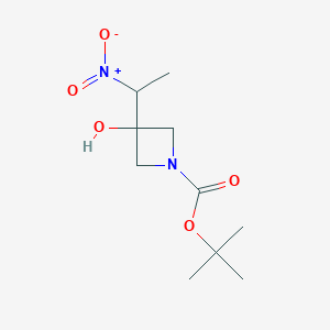 molecular formula C10H18N2O5 B8254503 tert-butyl 3-hydroxy-3-(1-nitroethyl)azetidine-1-carboxylate 