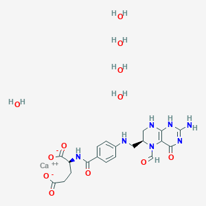 molecular formula C20H31CaN7O12 B8254726 calcium;(2S)-2-[[4-[[(6S)-2-amino-5-formyl-4-oxo-1,6,7,8-tetrahydropteridin-6-yl]methylamino]benzoyl]amino]pentanedioate;pentahydrate 