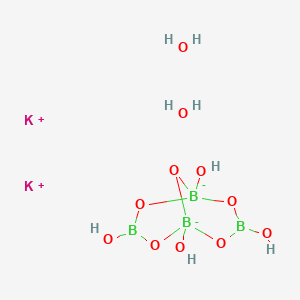 molecular formula B4H8K2O11 B8254742 dipotassium;1,3,5,7-tetrahydroxy-2,4,6,8,9-pentaoxa-3,7-dibora-1,5-diboranuidabicyclo[3.3.1]nonane;dihydrate 