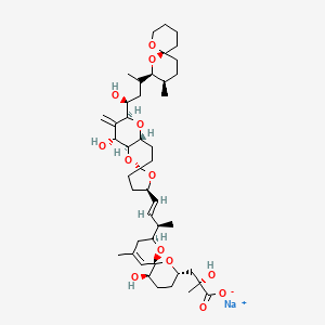 molecular formula C44H67NaO13 B8254789 sodium;(2R)-3-[(2S,6R,8S,11R)-2-[(E,2R)-4-[(2S,2'R,4R,4aS,6R,8aR)-4-hydroxy-2-[(1S)-1-hydroxy-3-[(2S,3R,6S)-3-methyl-1,7-dioxaspiro[5.5]undecan-2-yl]butyl]-3-methylidenespiro[4a,7,8,8a-tetrahydro-4H-pyrano[3,2-b]pyran-6,5'-oxolane]-2'-yl]but-3-en-2-yl]-11-hydroxy-4-methyl-1,7-dioxaspiro[5.5]undec-4-en-8-yl]-2-hydroxy-2-methylpropanoate 