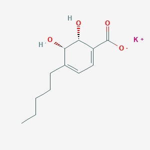 molecular formula C12H17KO4 B8254832 potassium;(5S,6R)-5,6-dihydroxy-4-pentylcyclohexa-1,3-diene-1-carboxylate 