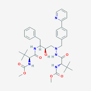 molecular formula C38H52N6O7 B8254917 methyl N-[(2S)-1-[2-[(2R)-2-hydroxy-3-[[(2S)-2-(methoxycarbonylamino)-3,3-dimethylbutanoyl]amino]-4-phenylbutyl]-2-[(4-pyridin-2-ylphenyl)methyl]hydrazinyl]-3,3-dimethyl-1-oxobutan-2-yl]carbamate 
