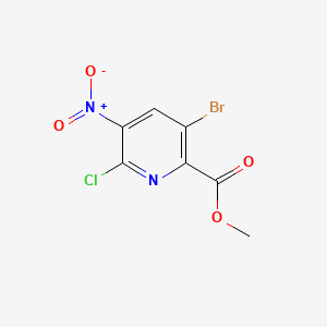molecular formula C7H4BrClN2O4 B8255686 Methyl 3-bromo-6-chloro-5-nitropicolinate 