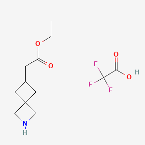 molecular formula C12H18F3NO4 B8256156 Ethyl 2-(2-azaspiro[3.3]heptan-6-yl)acetate 2,2,2-trifluoroacetate 