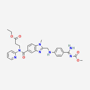 molecular formula C29H31N7O5 B8256525 Ethyl N-(3-{[N-(4-cyanophenyl)glycyl]amino}-4-{[N-(4-cyanophenyl)glycyl](methyl)amino}benzoyl)-N-2-pyridinyl-beta-alaninate 
