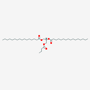 molecular formula C39H74O6 B8256723 Hexadecanoic acid, 1,1'-[1-[(1-oxobutoxy)methyl]-1,2-ethanediyl] ester CAS No. 26690-84-6