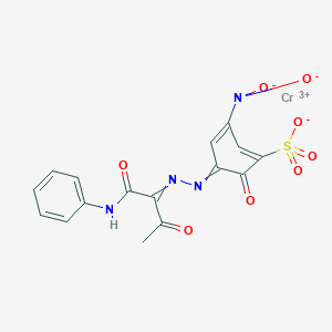 molecular formula C16H11CrN4O8S B082571 Chromium, (2-(hydroxy-kappaO)-5-nitro-3-((2-(oxo-kappaO)-1-((phenylamino)carbonyl)propyl)azo-kappaN1)benzenesulfonato(3-))- CAS No. 10343-55-2