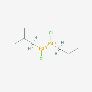 molecular formula C8H14Cl2Pd2 B082576 bis(chloropalladium(1+));bis(2-methanidylprop-1-ene) CAS No. 12081-18-4