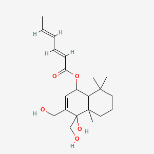 molecular formula C21H32O5 B8257732 6beta-(Hexa-2,4-dienoyloxy)-9alpha,12-dihydroxydrimenol 