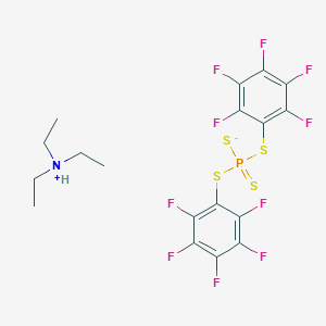 molecular formula C18H16F10NPS4 B8257948 Phosphorotetrathioic acid bis(2,3,4,5,6-pentafluorodiphenyl) ester triethylamine salt 