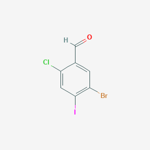 molecular formula C7H3BrClIO B8258780 5-Bromo-2-chloro-4-iodobenzaldehyde 