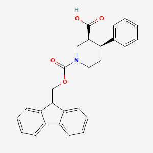 molecular formula C27H25NO4 B8259236 (3S,4S)-1-(((9H-fluoren-9-yl)methoxy)carbonyl)-4-phenylpiperidine-3-carboxylic acid 