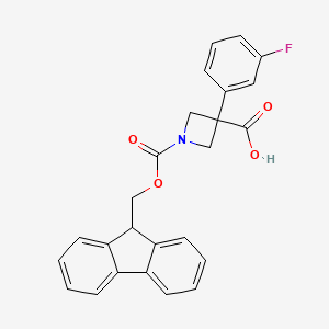 molecular formula C25H20FNO4 B8259243 1-(((9H-fluoren-9-yl)methoxy)carbonyl)-3-(3-fluorophenyl)azetidine-3-carboxylic acid 