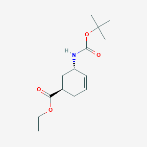 molecular formula C14H23NO4 B8259553 Ethyl (1R,5S)-5-((tert-butoxycarbonyl)amino)cyclohex-3-ene-1-carboxylate 