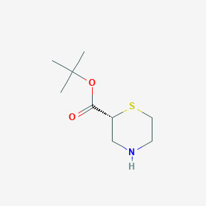 molecular formula C9H17NO2S B8259743 tert-butyl (2R)-thiomorpholine-2-carboxylate 