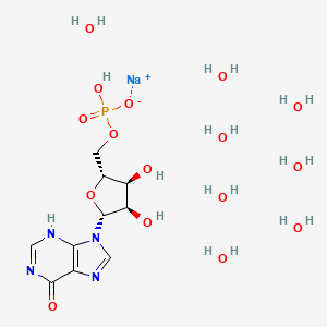 molecular formula C10H28N4NaO16P B8259779 sodium;[(2R,3S,4R,5R)-3,4-dihydroxy-5-(6-oxo-3H-purin-9-yl)oxolan-2-yl]methyl hydrogen phosphate;octahydrate 