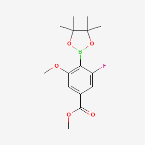 molecular formula C15H20BFO5 B8260100 Methyl 3-fluoro-5-methoxy-4-(4,4,5,5-tetramethyl-1,3,2-dioxaborolan-2-YL)benzoate 