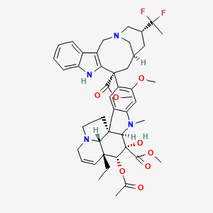 molecular formula C45H54F2N4O8 B8260417 methyl (1R,9R,10S,11R,12R,19R)-11-acetyloxy-4-[(12R,14S,16R)-16-(1,1-difluoroethyl)-12-methoxycarbonyl-1,10-diazatetracyclo[12.3.1.03,11.04,9]octadeca-3(11),4,6,8-tetraen-12-yl]-12-ethyl-10-hydroxy-5-methoxy-8-methyl-8,16-diazapentacyclo[10.6.1.01,9.02,7.016,19]nonadeca-2,4,6,13-tetraene-10-carboxylate 