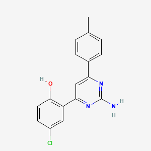 molecular formula C17H14ClN3O B8260585 Phenol, 2-[2-amino-6-(4-methylphenyl)-4-pyrimidinyl]-4-chloro- CAS No. 89112-45-8