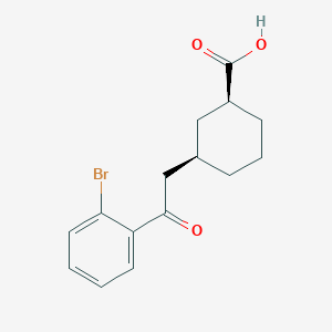 molecular formula C15H17BrO3 B8260640 (1S,3R)-3-[2-(2-bromophenyl)-2-oxoethyl]cyclohexane-1-carboxylic acid 
