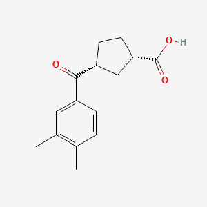 molecular formula C15H18O3 B8260660 CIS-3-(3,4-DIMETHYLBENZOYL)CYCLOPENTANE-1-CARBOXYLIC ACID 