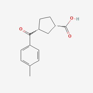 molecular formula C14H16O3 B8260663 CIS-3-(4-METHYLBENZOYL)CYCLOPENTANE-1-CARBOXYLIC ACID 