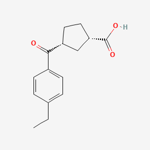 molecular formula C15H18O3 B8260723 cis-3-(4-Ethylbenzoyl)cyclopentane-1-carboxylicacid 