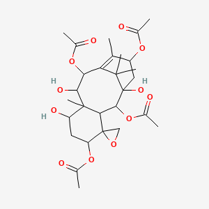 molecular formula C28H40O12 B8261307 (2',10',13'-Triacetyloxy-1',7',9'-trihydroxy-8',12',15',15'-tetramethylspiro[oxirane-2,4'-tricyclo[9.3.1.03,8]pentadec-11-ene]-5'-yl) acetate 