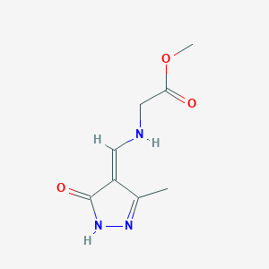molecular formula C8H11N3O3 B8262023 methyl 2-[[(E)-(3-methyl-5-oxo-1H-pyrazol-4-ylidene)methyl]amino]acetate 