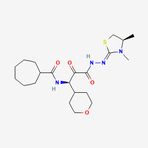 N-[(1R)-3-[(2Z)-2-[(4R)-3,4-dimethyl-1,3-thiazolidin-2-ylidene]hydrazinyl]-1-(oxan-4-yl)-2,3-dioxopropyl]cycloheptanecarboxamide