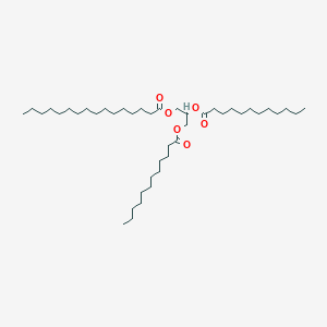 molecular formula C43H82O6 B8262241 Hexadecanoic acid, 2,3-bis[(1-oxododecyl)oxy]propyl ester CAS No. 25708-03-6