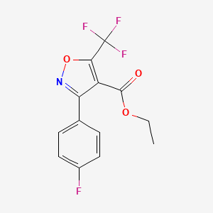 molecular formula C13H9F4NO3 B8262410 4-Isoxazolecarboxylic acid, 3-(4-fluorophenyl)-5-(trifluoromethyl)-, ethyl ester CAS No. 1159978-87-6