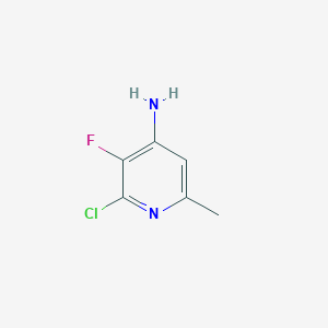 molecular formula C6H6ClFN2 B8262626 2-CHLORO-3-FLUORO-6-METHYL-4-PYRIDINAMINE 