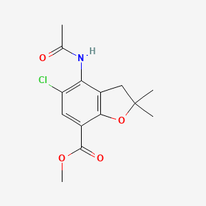 molecular formula C14H16ClNO4 B8262852 Methyl 4-acetamido-5-chloro-2,2-dimethyl-2,3-dihydrobenzofuran-7-carboxylate 