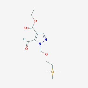 molecular formula C13H22N2O4Si B8263688 Ethyl 5-formyl-1-((2-(trimethylsilyl)ethoxy)methyl)-1H-pyrazole-4-carboxylate 