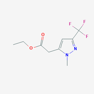 molecular formula C9H11F3N2O2 B8264273 ethyl 2-[1-methyl-3-(trifluoromethyl)-1H-pyrazol-5-yl]acetate 