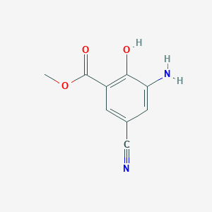 molecular formula C9H8N2O3 B8264386 Methyl 3-amino-5-cyano-2-hydroxybenzoate 