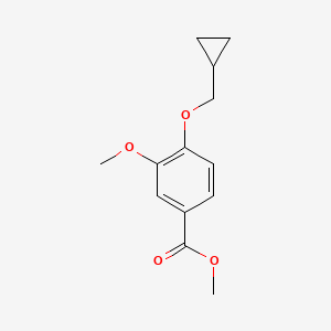 molecular formula C13H16O4 B8264526 4-Cyclopropylmethoxy-3-methoxy-benzoic acid methyl ester 