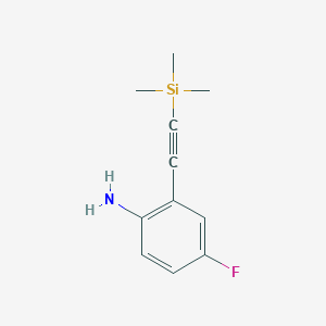 molecular formula C11H14FNSi B8264550 4-Fluoro-2-((trimethylsilyl)ethynyl)aniline 