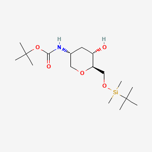 molecular formula C17H35NO5Si B8264637 TERT-BUTYL ((3R,5S,6R)-6-(((TERT-BUTYLDIMETHYLSILYL)OXY)METHYL)-5-HYDROXYTETRAHYDRO-2H-PYRAN-3-YL)CARBAMATE 