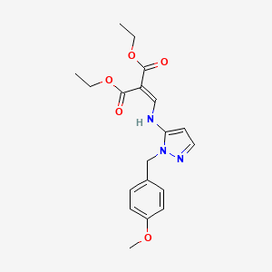 molecular formula C19H23N3O5 B8264927 DIETHYL 2-(((1-(4-METHOXYBENZYL)-1H-PYRAZOL-5-YL)AMINO)METHYLENE)MALONATE 