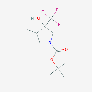 molecular formula C11H18F3NO3 B8265697 trans-tert-butyl 3-hydroxy-4-methyl-3-(trifluoromethyl)pyrrolidine-1-carboxylate 