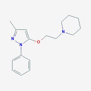 molecular formula C17H23N3O B082659 Pyrazole, 3-methyl-1-phenyl-5-(2-piperidinoethoxy)- CAS No. 15083-51-9