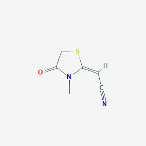 molecular formula C6H6N2OS B8266730 (2E)-2-(3-methyl-4-oxo-1,3-thiazolidin-2-ylidene)acetonitrile 