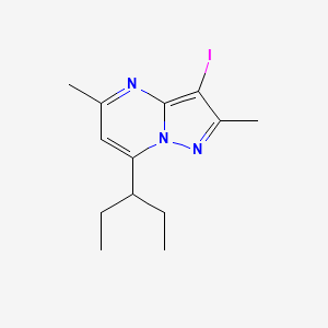 molecular formula C13H18IN3 B8266755 7-(1-Ethyl-propyl)-3-iodo-2,5-dimethyl-pyrazolo[1,5-a]pyrimidine 