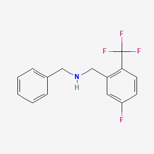 molecular formula C15H13F4N B8267459 N-Benzyl-1-(5-fluoro-2-(trifluoromethyl)phenyl)methanamine 